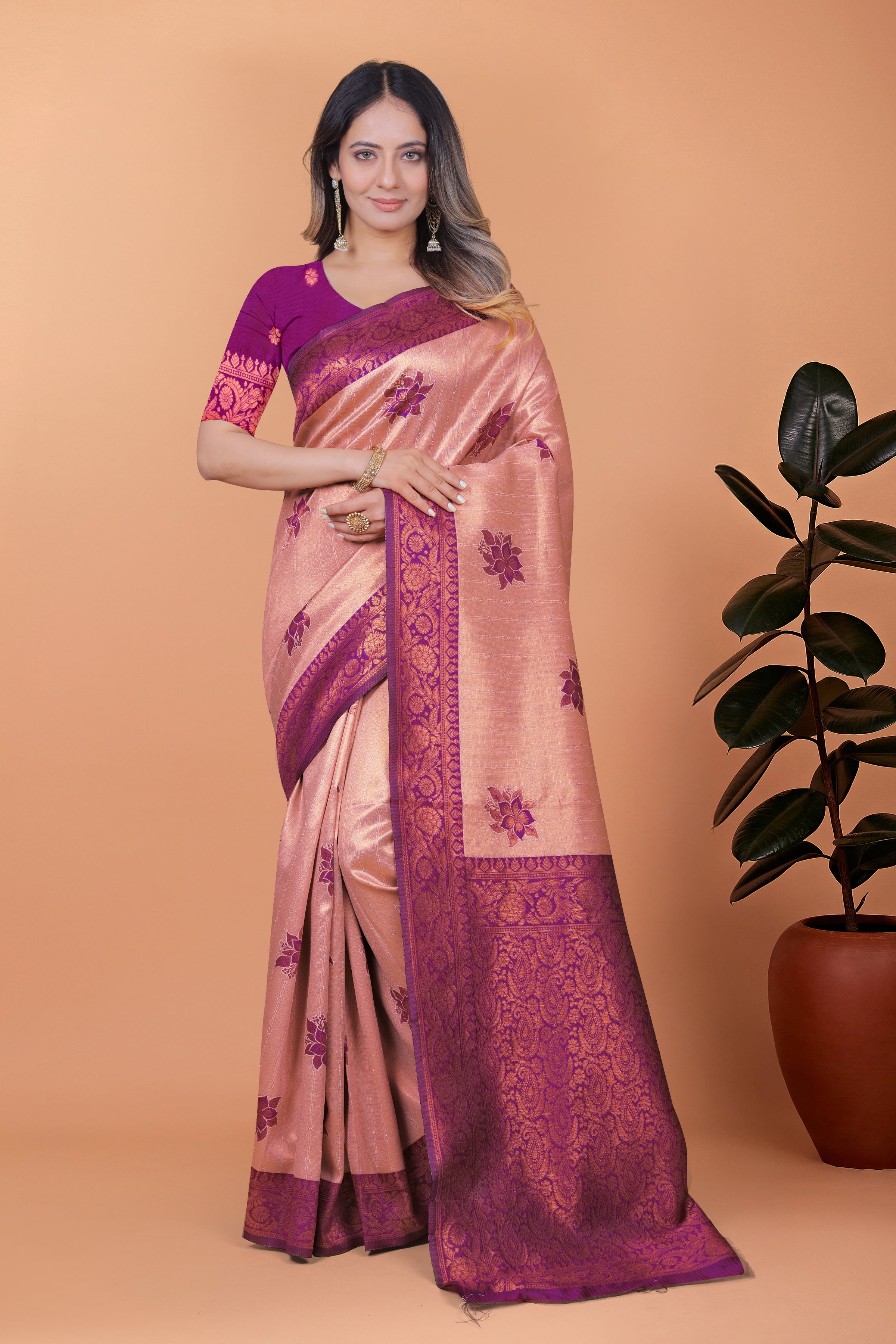 Banarasi Silk Saree with Lotus Motifs with 8 color option 🌺✨
